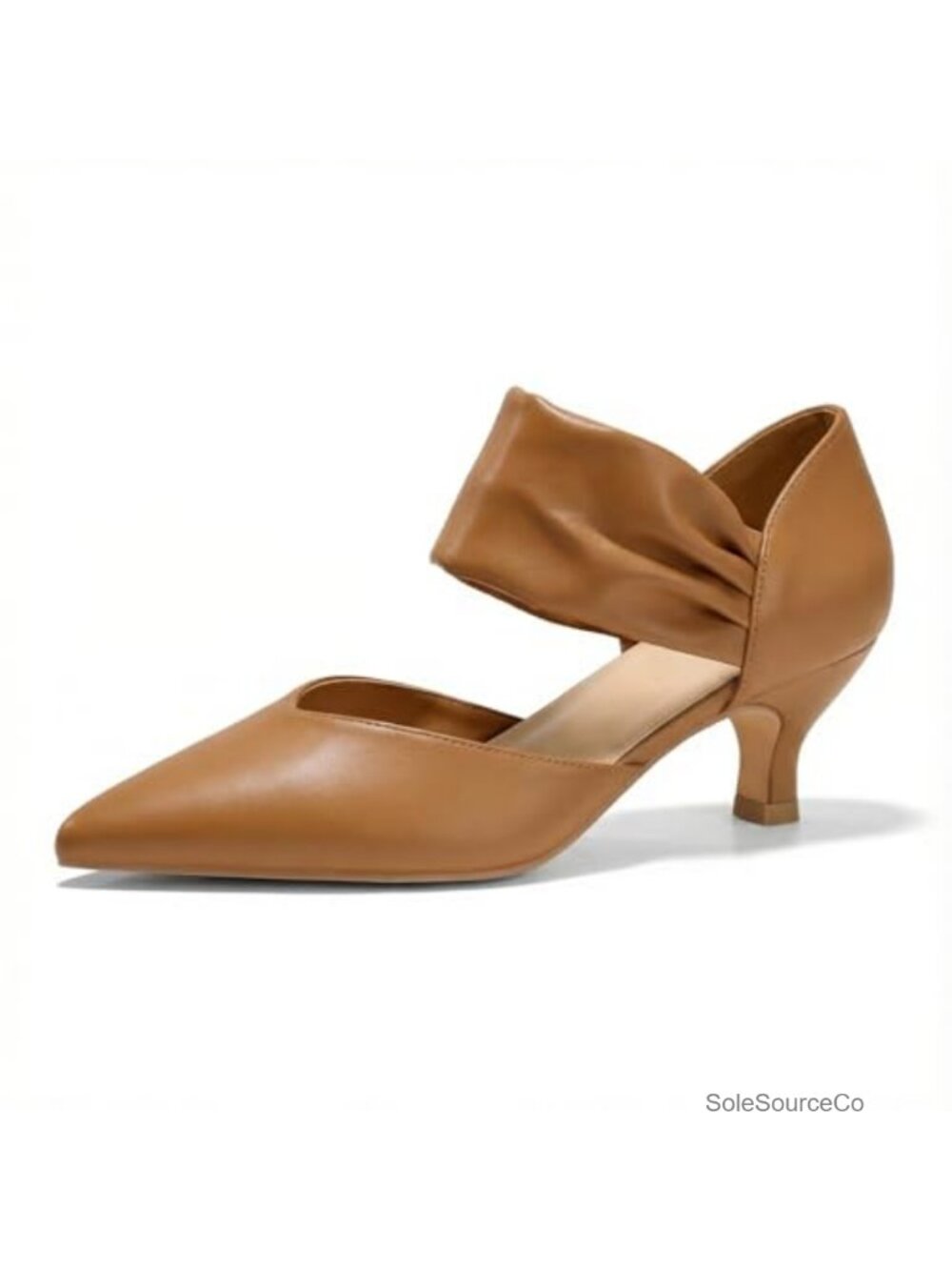 Kitten Heels Pointed Toe Pumps Ankle Strap Wedding Shoes Faux Leather